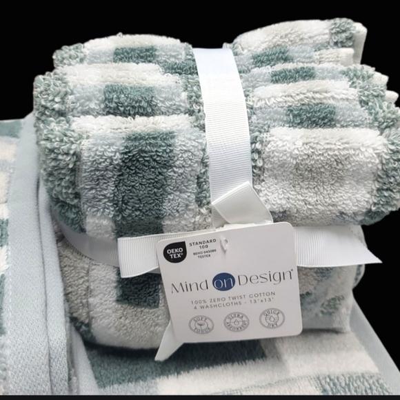 8 Mind on Design Color Block Zero Twist Cotton Bath Hand Washcloth Towel Set New - Picture 3 of 7
